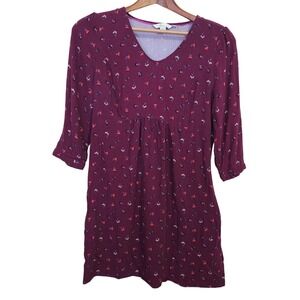Boden‎ Kids Girls Burgundy Floral Dress Size 5/6 Casual Classic Knit